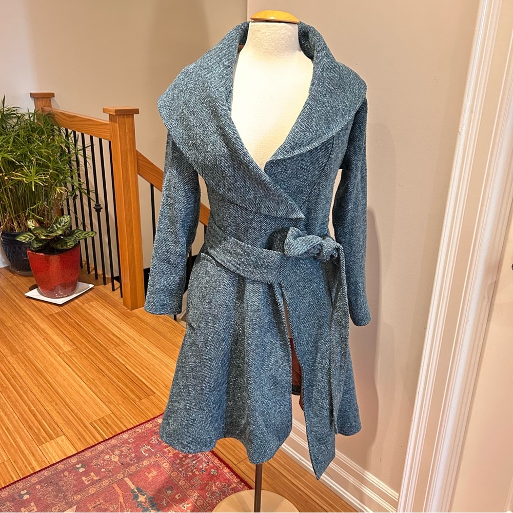 *Vintage* SiMilan Wool Jacket Tweed Blue Feminine Coat Women Size 8